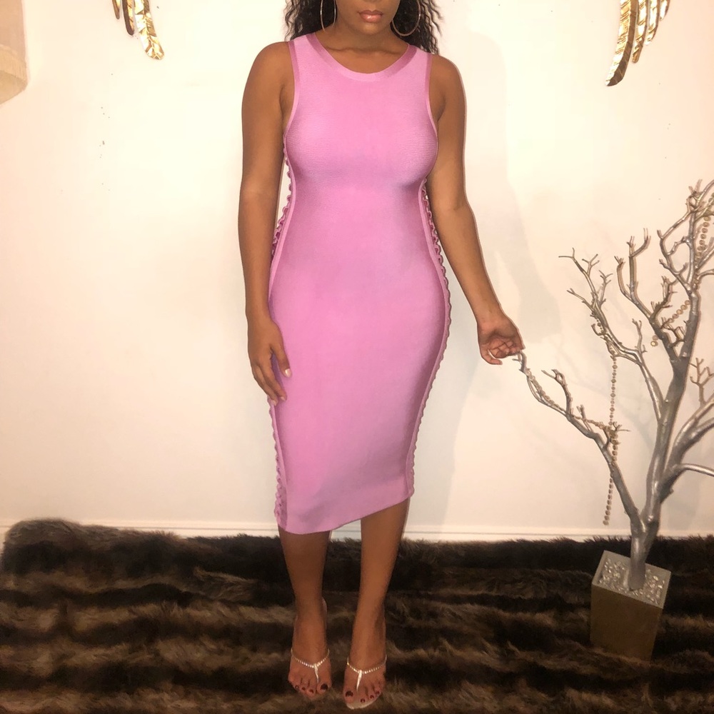 Fitted Lavender Dress Sexy Open Sides